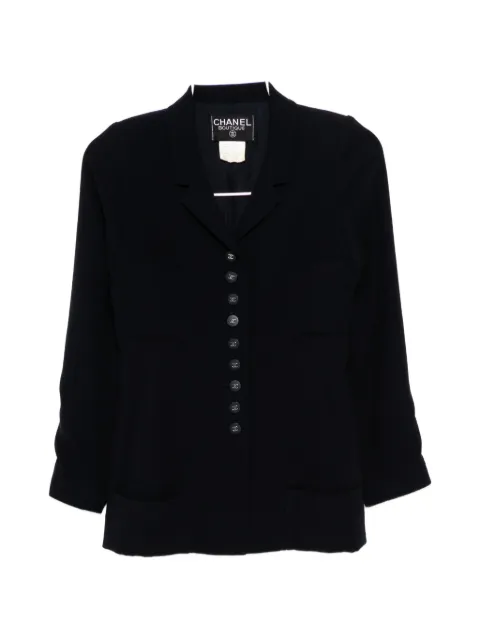 CHANEL Pre-Owned 1996 CC buttons blazer Blue CSVM9075
