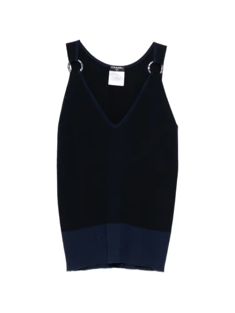 CHANEL Pre-Owned ring-detail tank top Black CSVM9089