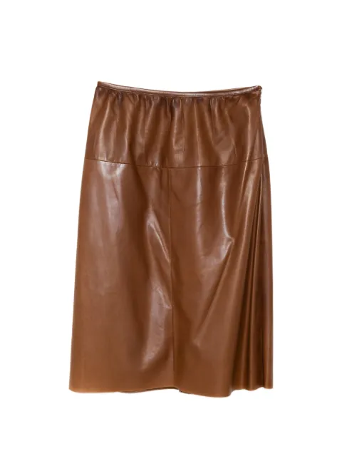 Prada Pre-Owned A-line leather midi skirt Brown CSVM9122