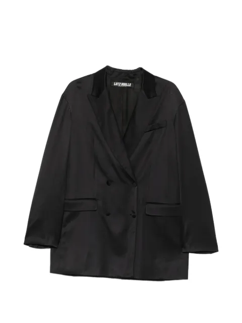Lutz Huelle Hero double-breasted satin-finish blazer Black CSB3500