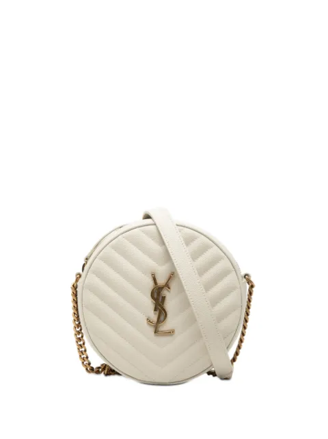 Saint Laurent Pre-Owned 2019 Grain De Poudre Chevron Round Vinyle Camera Bag crossbody bag White YQXYIF61PHZSPGJY