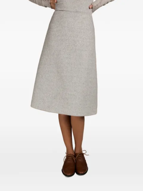 MARK-OFF Brooklyn ribbed-knit midi skirt Brown FBGGG