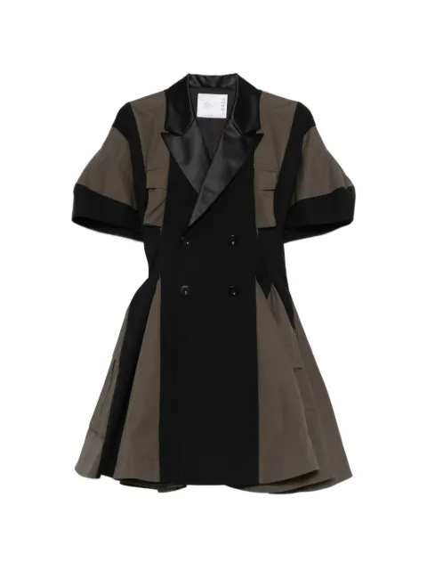 sacai panelled double-breasted mini dress Black 2608423