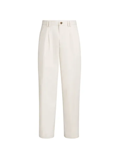 Brunello Cucinelli cotton and linen canvas trousers with pleat Neutrals MP544H0690C9002