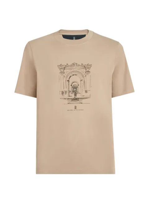 Brunello Cucinelli interlock T-shirt with print Neutrals ML8248521PCTE83