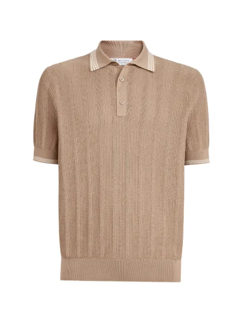Brunello Cucinelli cotton textured rib-knit polo Brown M29204205PC9422