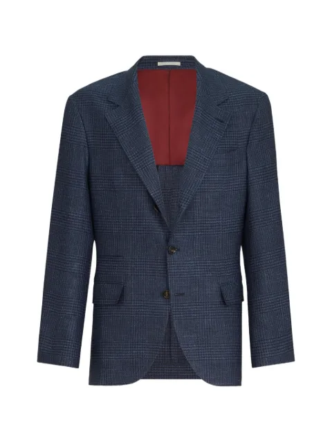 Brunello Cucinelli Prince of Wales deconstructed blazer Blue MV4567BTDC513