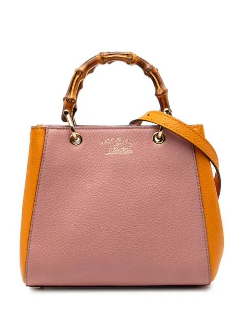 Gucci Pre-Owned 2000-2015 Mini Bicolor Calfskin Bamboo Shopper satchel Pink R6FIO6SARY8NK53G