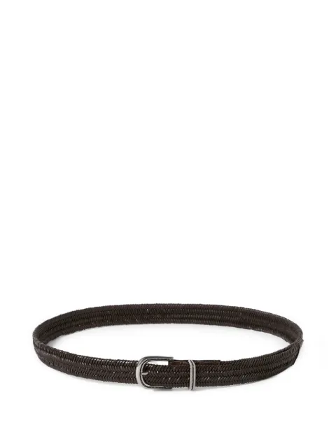 Brunello Cucinelli chevron-effect braided leather belt Brown MAUAP271PC8279