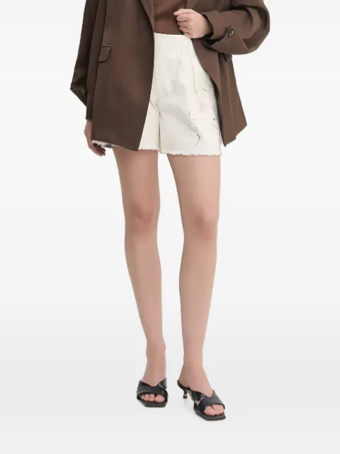 LUISA SPAGNOLI Acile embroidered raw-edge shorts White 542896