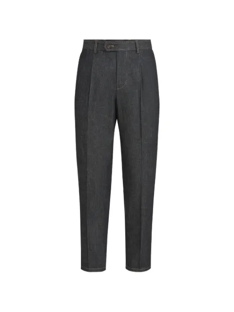 Brunello Cucinelli no-fade lightweight denim trousers with pleat Blue MH264LD01C1474