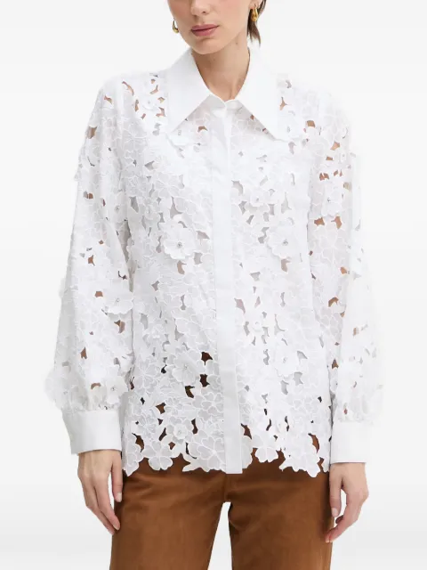 LUISA SPAGNOLI Balista floral-lace crystal-embellished shirt White 542980