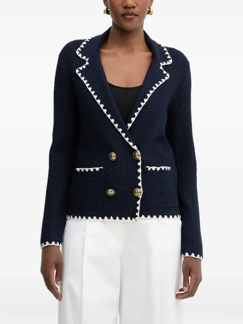 LUISA SPAGNOLI Cosmica crochet-trim double-breasted cardigan Blue 100347