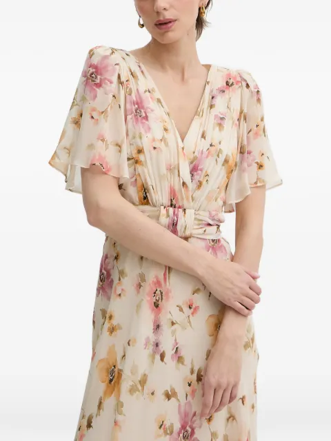 LUISA SPAGNOLI Panneggio floral-print pleated maxi dress Neutrals 543225
