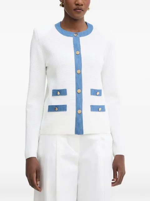 LUISA SPAGNOLI Capotreno denim-trim button-up cardigan White 100363
