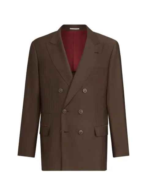 Brunello Cucinelli virgin-wool and cashmere one-and-a-half breasted deconstructed blazer Brown MV4537BPDHC510