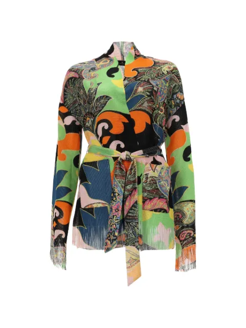 ETRO paisley-print fringed-edge cardigan Green WRKP0043AKH91X