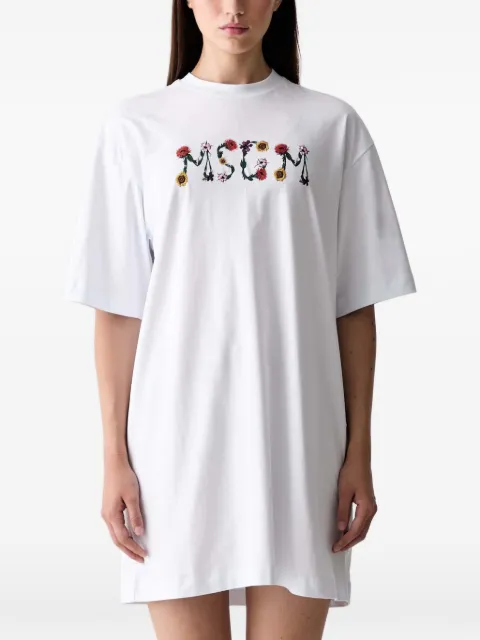 MSGM floral-embroidered mini dress White 4041MDA82N26700201
