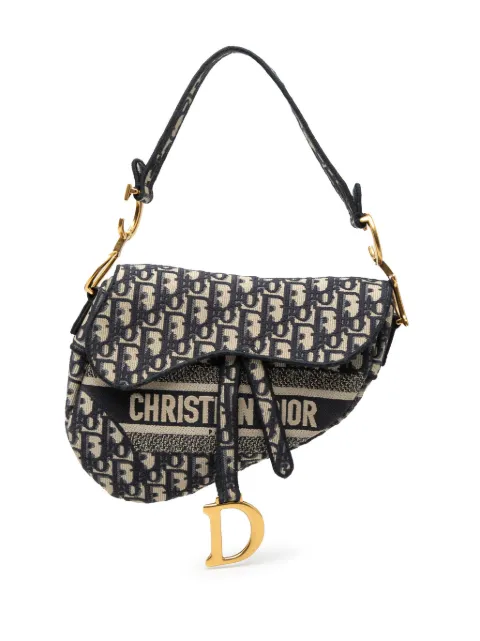Christian Dior Pre-Owned 2019 Oblique Embroidered Canvas Saddle Bag shoulder bag Blue 0G1GOCA7VTTNWVRW