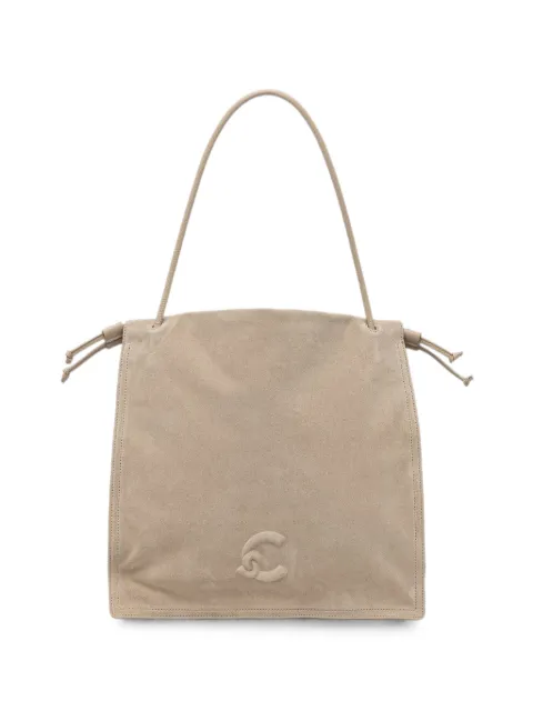 Coccinelle calf suede logo-patch tote bag Neutrals E1SS6110101