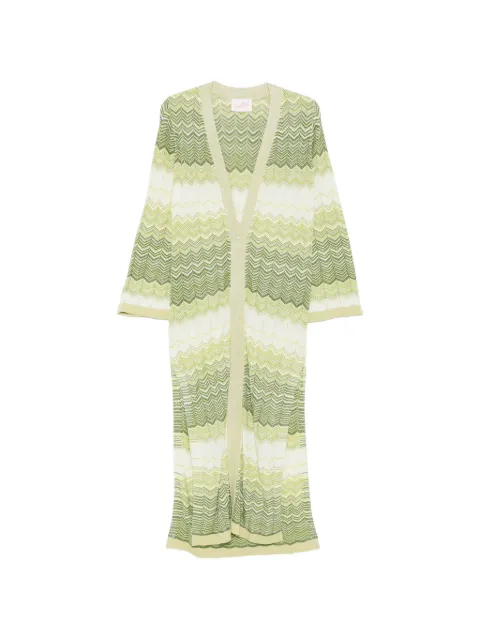 MC2 Saint Barth Tonia chevron-knit metallic cardigan Green TON0001