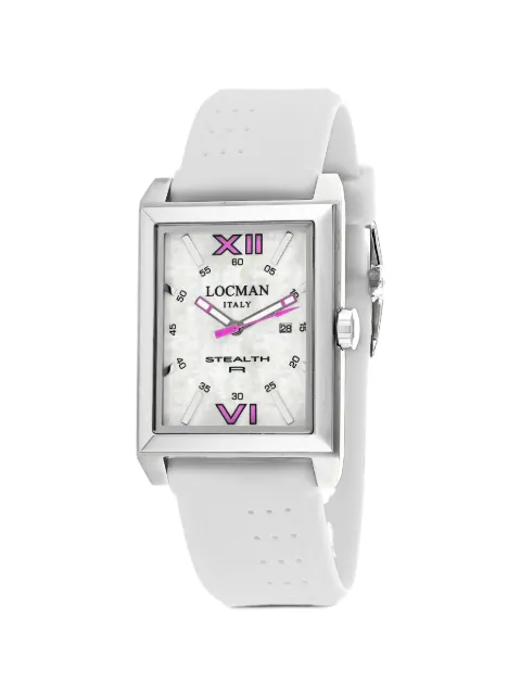 Locman Italy Stealth R rectangle-frame 44mm watch White 241MOPFX1WH