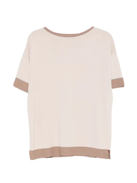 D.Exterior contrast-trim fine-knit T-shirt Neutrals 6201227