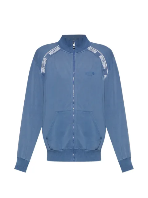 Moschino logo-tape zip-up sweater Blue A17174436