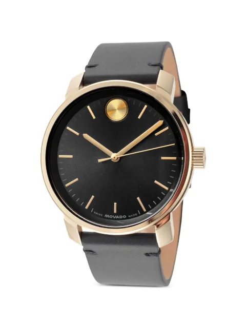 Movado Trend 41mm leather watch Black 3601173