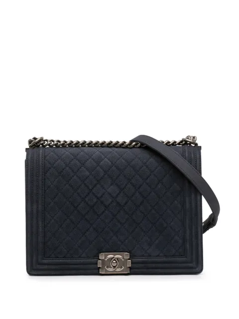 CHANEL Pre-Owned 2013-2014 Large Iridescent Quilted Caviar Boy Flap crossbody bag Blue 1M2K5H0Y085W9JJ6