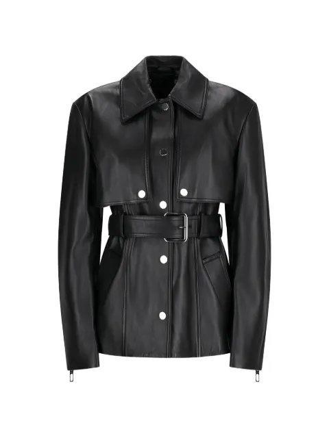 Max Mara leather belted jacket Black 2612441013600
