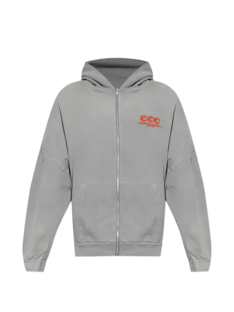 Willy Chavarria logo-embroidered zip-up hoodie Grey WCJSY0172