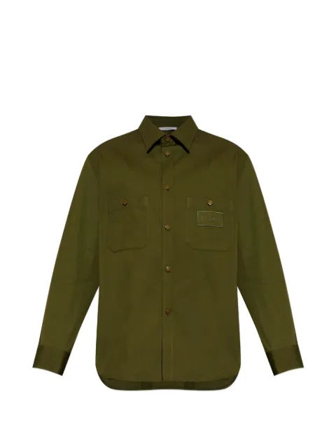 Givenchy Couture Seam logo-patch pocket-detail cotton shirt Green BM618815XZ