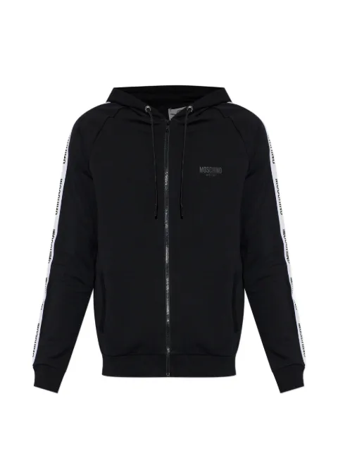 Moschino logo-tape zip-up hoodie Black A17824409