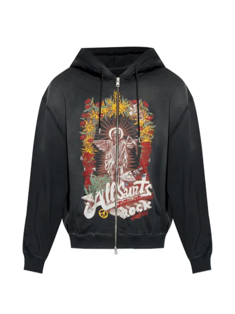 AllSaints Roque graphic-print hoodie Black M027NE