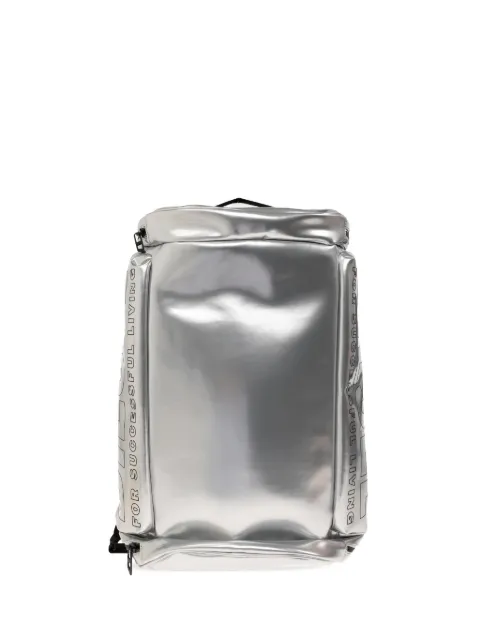 Diesel logo-print metallic-effect backpack Silver DSB010