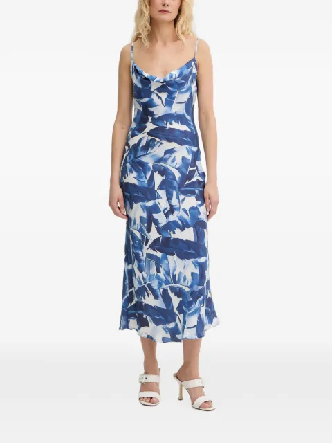GUESS USA leaf-print cowl-neck midi dress Blue W6GK94W2266