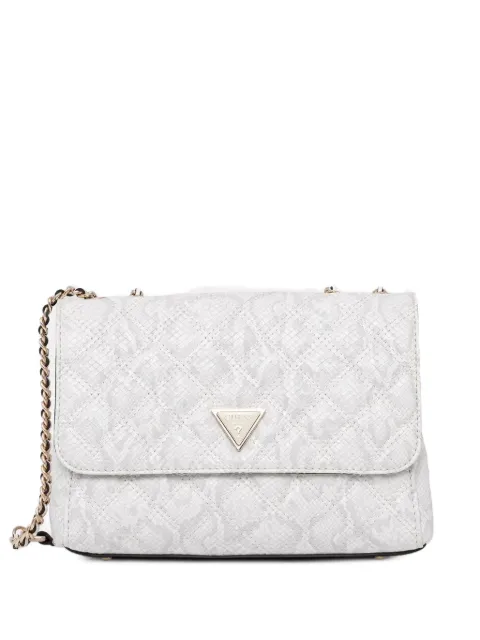 GUESS USA quilted snake-effect shoulder bag White HWKG9673200