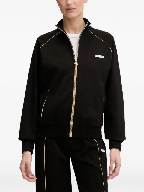 GUESS USA logo-patch zip-up track jacket Black V6RQ00KD852