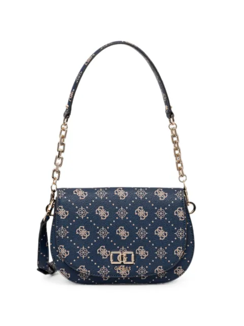 GUESS USA Emelie logo-print chain-link shoulder bag Blue HWGP9928200