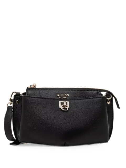 GUESS USA logo-plaque pebbled-effect shoulder bag Black HWBG9907720