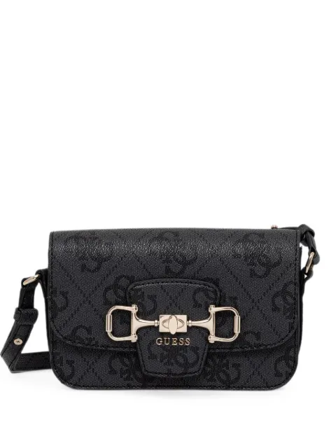GUESS USA monogram-pattern horsebit-detail crossbody bag Black HWOS9924210