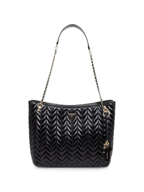 GUESS USA Cheryl chevron-quilted chain-link tote bag Black HWTQ9720220