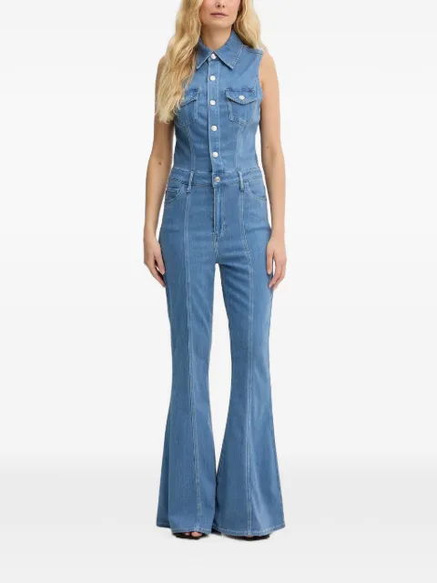 GUESS USA sleeveless flared jumpsuit Blue W6GK74D0874