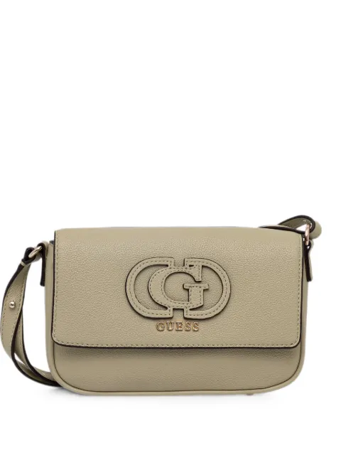 GUESS USA Isola logo-plaque pebbled shoulder bag Green HWBG9905210