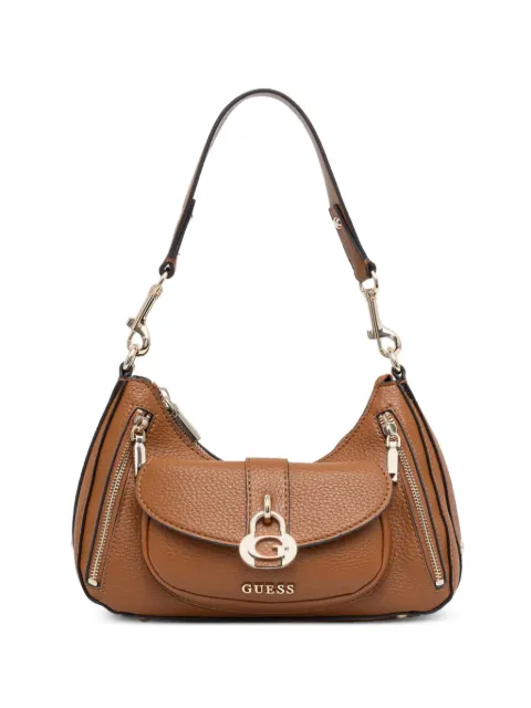 GUESS USA Jessa logo-plaque pebbled shoulder bag Brown HWBG8362180