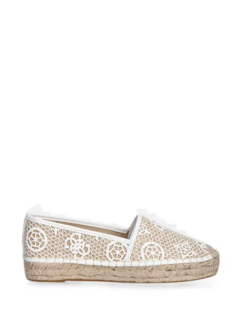 GUESS USA Joelynn logo-embroidered crochet espadrilles White FLJOENFAL14