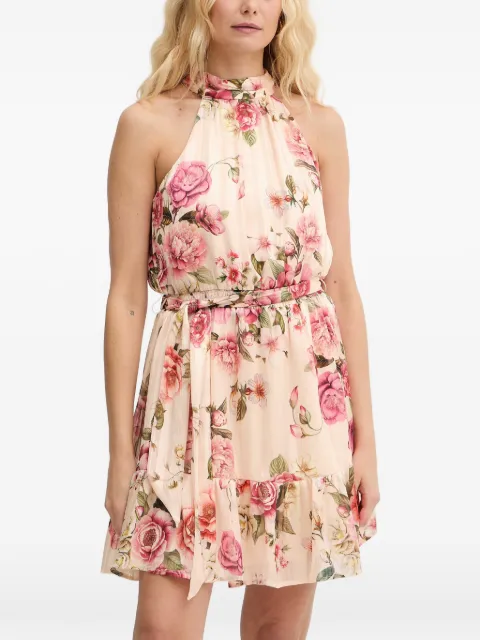 GUESS USA floral-print halterneck mini dress Neutrals W6GKAEW2555