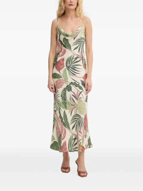 GUESS USA leaf-print cowl-neck midi dress Neutrals W6GK94W2266