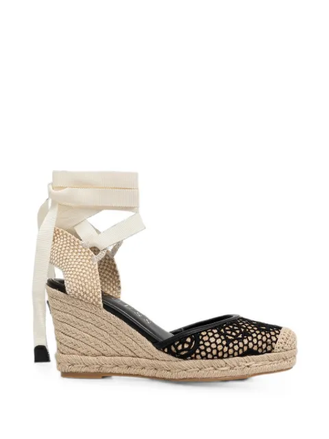 GUESS USA Cheyin lace-panelled wedge espadrilles Neutrals FLJCHYFAL04